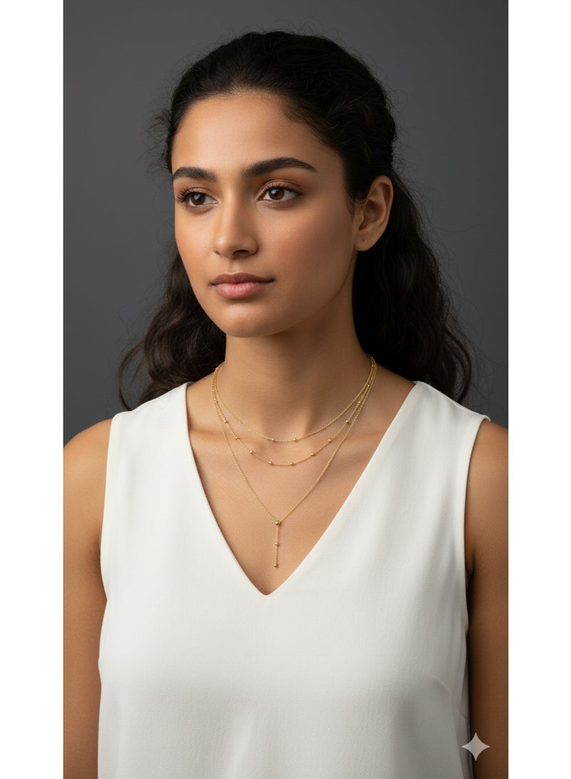 ورد عقد طبقات "لايرز" من الستانلس ستيل المقاوم للصدأ باللون الذهبي - إكسسوار أنيق للمناسبات واليوميات. - Image 3